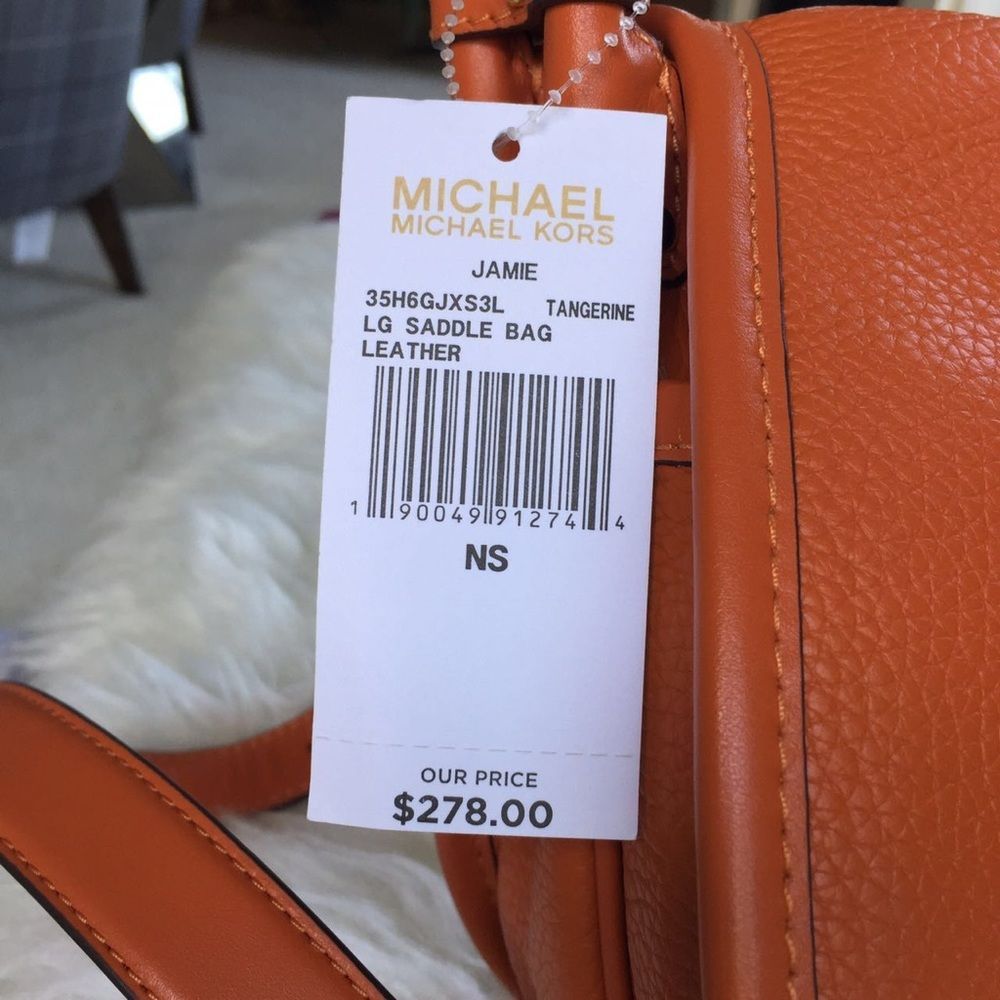 NWT Michael Kors Jamie Large Saddle Crossbody Leather Orange - Picture 5 of 5